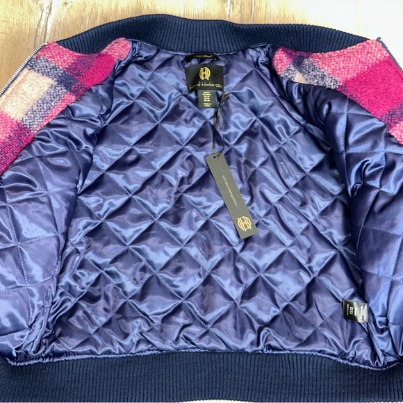 House Of Harlow 1960 Women's Med Plaid Wool Blend Quilted Lined Bomber Jacket - Picture 3 of 11